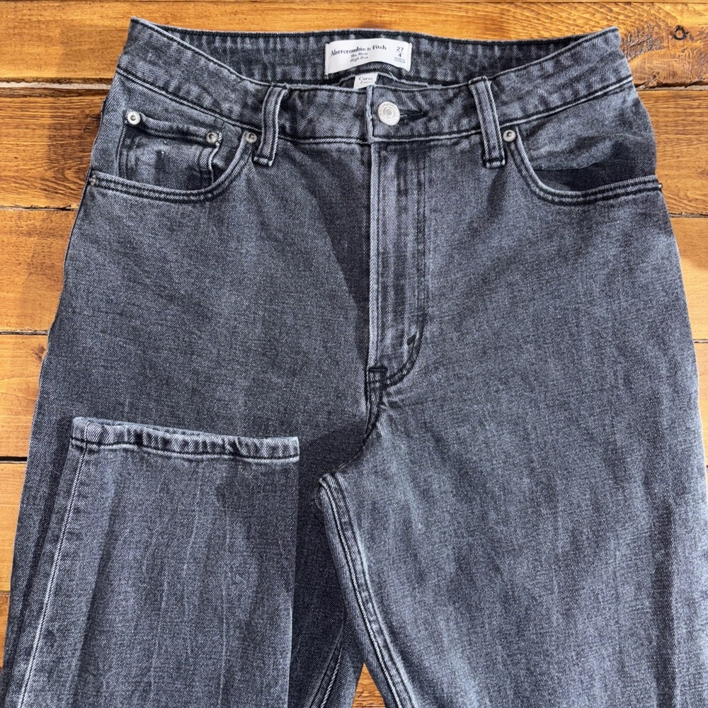 Abercrombie & Fitch The Mom Jean Women 4 (27x26) Black‎ Denim Curve Love Hi Rise